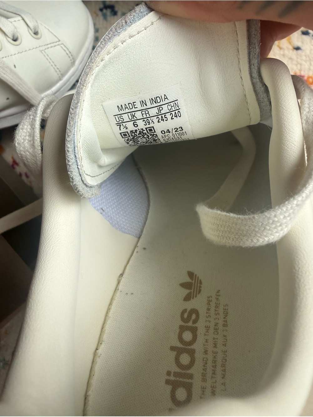 adidas Stan Smith womens Sneakers in Cream with Pink Heel Tabs - Picture 8 of 11